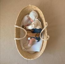 INS Hanfeng baby knitting basket sleeping basket newborn portable baby basket portable out baby basket Shaker blue bed