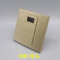 86 type HDMI elbow socket welding-free in-line Champagne gold HDTV multimedia projection wall plug panel