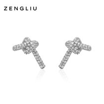 ZENGLIU High level Sensation Homoeared Nail Female Brief small knotted earrings Temperament Lukewarm Wind Net Red Earrings