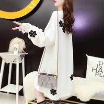 Pregnancy Woman Dress Out Fashion Lace Splicing Necropolis Woman Mid 2021 Spring Autumn Fashion Pregnant Woman Clothing Dress dress