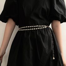 Pearl waist chain female Korean with shirt dress Suit Wild fashion thin waist seal temperament summer decorative belt