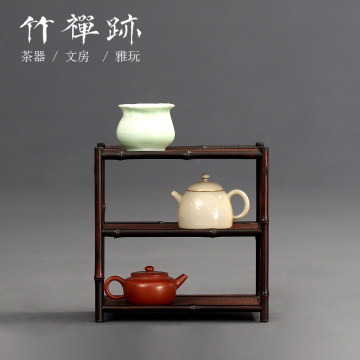 竹禅迹|紫竹小茶棚 博古架紫竹置物架桌面收纳展示柜多宝阁茶架子