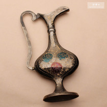 Vintage Pakistani bronze vase art decoration European home decoration dot color flat pot crafts