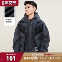 ZONEiD 2021 new casual cotton-padded vest mens stitching stand collar windproof zipper wear-resistant warm coat