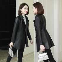 Haining fur dress 2023 new spring and autumn decoration mothers head sheep leather coat long coat