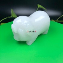 Natural white jade piglet animal handmade desktop ornaments home living room porch TV cabinet town house lucky crafts