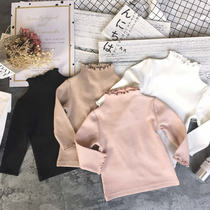 Children and girls bottoming shirt autumn and winter white foreign style spring and autumn half-height collar baby baby long sleeve T-shirt jacket