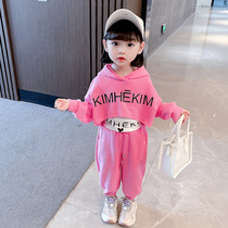 Girl set Net red autumn 2021 new foreign fashion fashion Korean childrens sports girl baby Autumn three sets