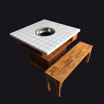 Marble tile induction cooker hot pot table Dad stir-fry industrial style string lo-mei market hot pot table and chairs