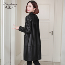Leather leather women 2021 new spring and autumn Korean version of loose casual Haining sheepskin windbreaker coat long