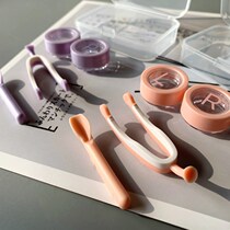 Contact lens box Multiple ins Japanese fashion personality contact lens box High-grade portable transparent belt wearing tools