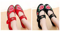 Ethnic style old Beijing cloth shoes girls embroidered shoes childrens dance shoes retro Chinese style performance shoes Red Black