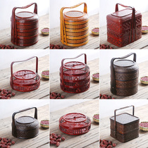 Bamboo food box basket egg basket fruit basket bamboo products moon cake basket red wedding basket worship basket storage box
