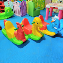 Childrens rocking horse conjoined kindergarten indoor and outdoor thickened monochrome multi-color animal Trojan horse roller plastic