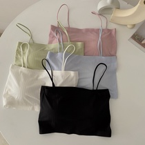 Ice silk black small camisole womens summer design sense niche chest-wrapped underwear bottoming bandeau wear short tops outside