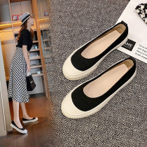 Fisherman shoes womens small fragrance 2021 summer new canvas shoes lazy pedal soft sole single shoes breathable mesh