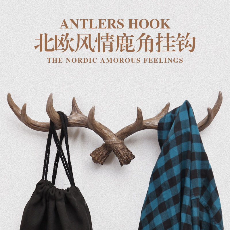 European resin antlers hanging wall ornaments hook bedroom coat and hat hook clothing store wall decoration