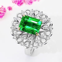 Gem Brother Natural Emerald Flower Ring Women 18K Gold Luxury Fashion Design Diamond Ring Women