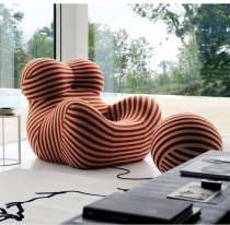 Classic Stripe Designer Alien Lazy Hydrangea Sofa Big Fat Arm Backrest Mom Embrace Round Ball Single Recliner