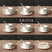 Bone ceramic pure white coffee cup office coffee cup custom logo printed cafe ceramic cup with disc delivery spoon