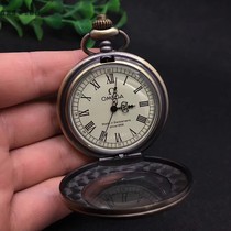 Antique Omega mechanical pocket watch European retro double shell mens crystal hanging watch antique collection world famous watch