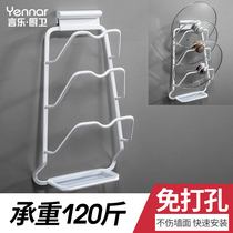 Kitchen space aluminum plate pot lid Shelf shelf storage rack sticky plate wall rack storage artifact non-punching supplies