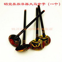 2 from Sichuan Liangshan Yi hand-painted lacquerware characteristic crafts painted lacquerware big horse food spoon