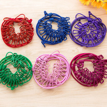 With elastic clothesline drying quilt rope outdoor travel clothes rope dormitory windproof non-slip drying rope 12 chucks