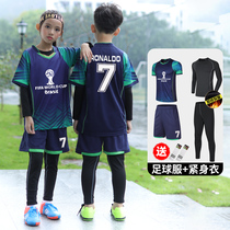 Autumn and winter childrens football suit set four-piece parent-child jersey bottoming kindergarten primary and secondary school students training game suit