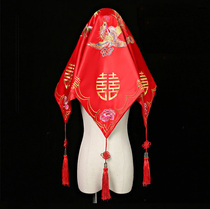 Bride hijab Hippa big red wedding ceremony dragon phoenix embroidery Chinese style show red hijab top grade tassel