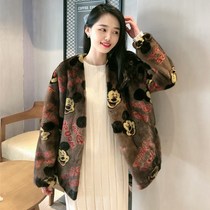 2021 new imported mink fur Velvet female whole Marten printing Mickey young fur mink coat coat coat women