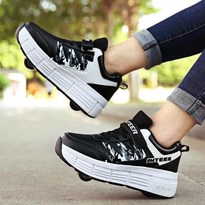 Summer mesh runaway shoes Girls childrens double-wheeled skating shoes boys students with wheels sports explosive shoes childrens shoes