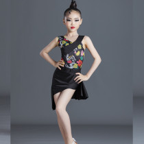 2022 new girls Latin dance suit Summer less Childrens dance practice Contest Class Competition prescribes performance practice clothes