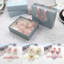 Cute baby hairband socks gift box Baby full moon 100 days birthday gift Princess crown bow headband hair