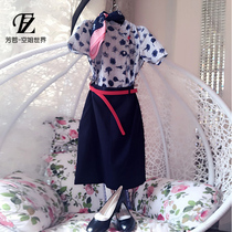 Shirt women 2018 new summer shirt East Airlines sister uniform career suit Hotel front desk work clothes skirt