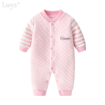 Newborn baby jumpsuit autumn and winter suit with thickened warm clothes 0-1 year old baby winter cotton pajamas
