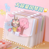 New organ bag folder cartoon cute female students large capacity can be classified transparent portable test paper storage bag