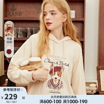 ELAND clothes 2021 autumn new simple sweet hooded Koji pullover long sleeve sweater women