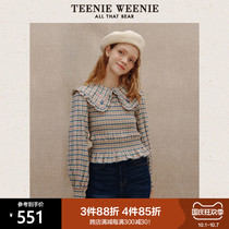 TeenieWeenie bear check shirt sweet doll collar temperament long sleeve shirt design sense minority female winter