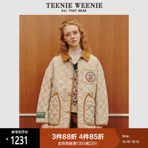TeenieWeenie bear corduroy stitching thin cotton-padded clothing long coat loose Korean female winter New