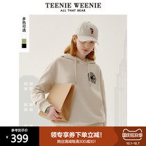 TeenieWeenie bear hooded sleeve sweater plus velvet warm loose Korean straight slim female autumn and winter