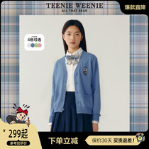 TeenieWeenie small Bear V collar Lazy Wind Black Knit Cardiovert Woman Thin jacket outcoat Jacket Extra-virgin