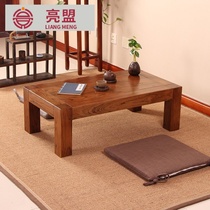 Tatami coffee table Solid wood Kang table Bay window small coffee table Chinese sinology table Zen tea table Low table Old elm