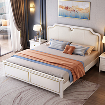American solid wood bed 1 8 meters double master bedroom bed Modern simple 1 5 meters Italian light luxury white storage bed