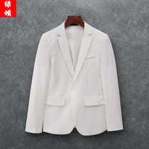 Suit white mens jacket casual single suit spring and autumn top Korean slim-fit fried street mens fashion Yuppie handsome