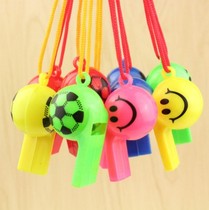 Smiley face football whistle horn with lanyard cheerleading props printed whistle kindergarten gift