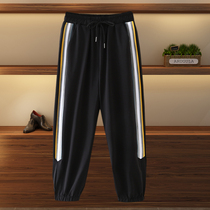 Korean ice silk quick-drying sweatpants womens summer thin fat plus size middle-aged fat mother loose leg slacks