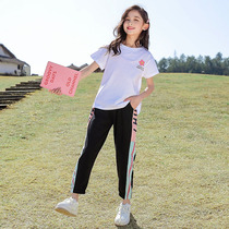 Net Red Girl Sports Suit Summer Dress Short Sleeves 2022 New Ocean Air CUHK Children Summer Girls Thin Clothes