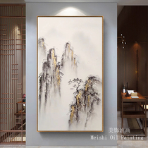 Light luxury Chinese-American hand-painted oil painting corridor aisle porch landscape decoration painting living room mural bedroom tea room hanging painting