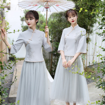 Chinese bridesmaid clothing 2021 autumn new sister bridesmaid group girlfriends skirt retro Chinese style Daily slim dress